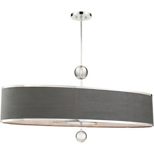 Luxour 6 Light 44 inch Polished Nickel Island Light Ceiling Light
