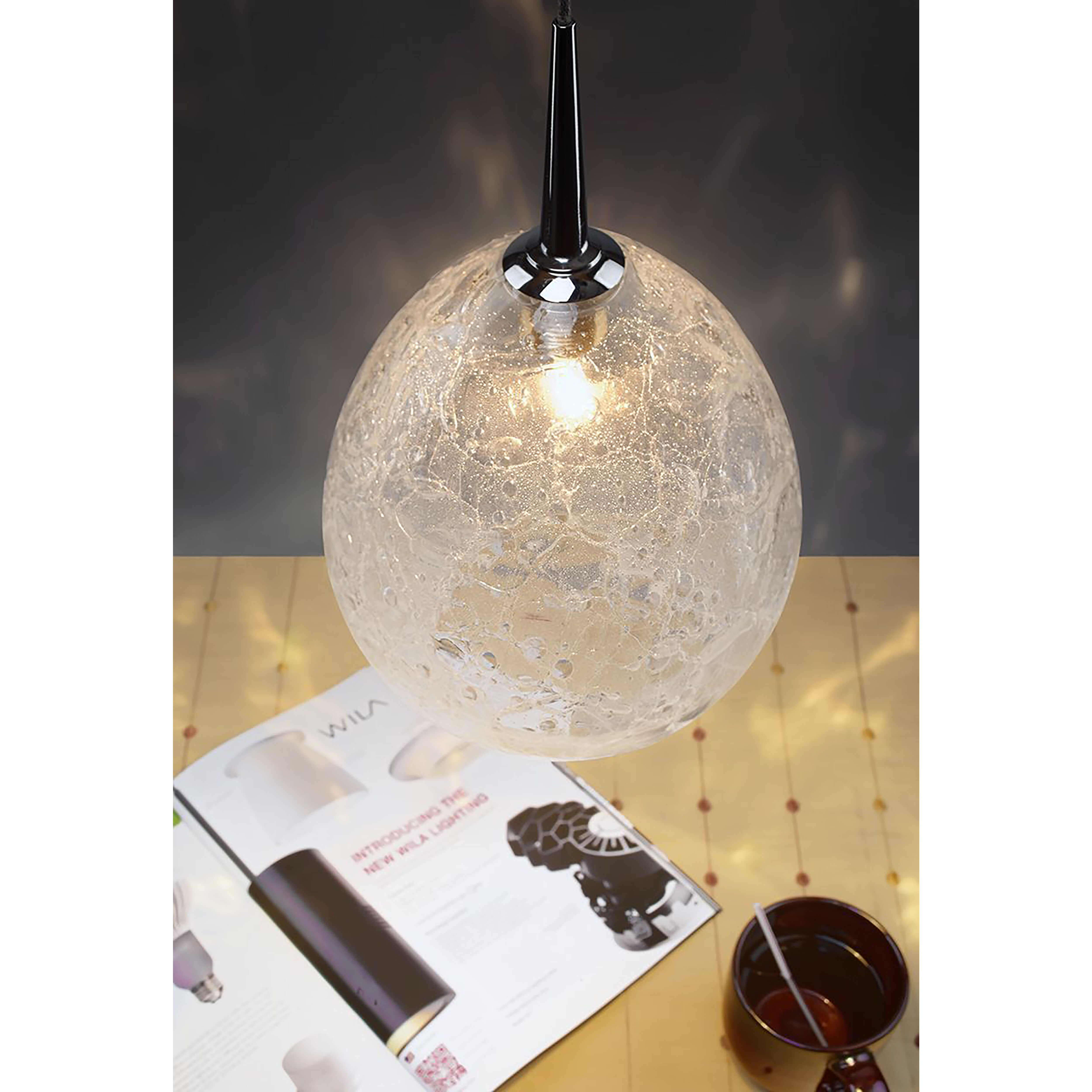 Vibe LED 5.5 inch Chrome Pendant Ceiling Light in Glacier Glass