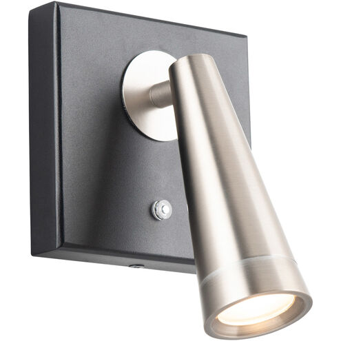 Arne 5 inch 9.00 watt Black with Brushed Nickel Headboard Light Wall Light, dweLED