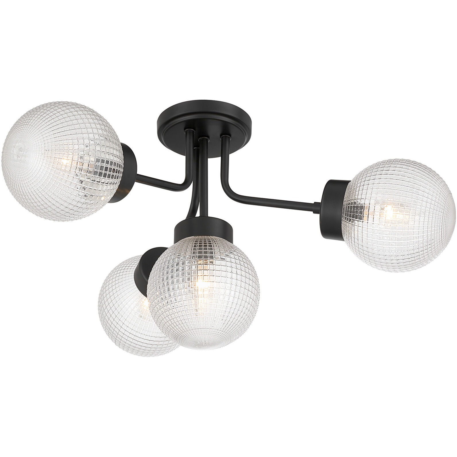 Coral 4 Light 27 inch Matte Black Semi-Flush Ceiling Light