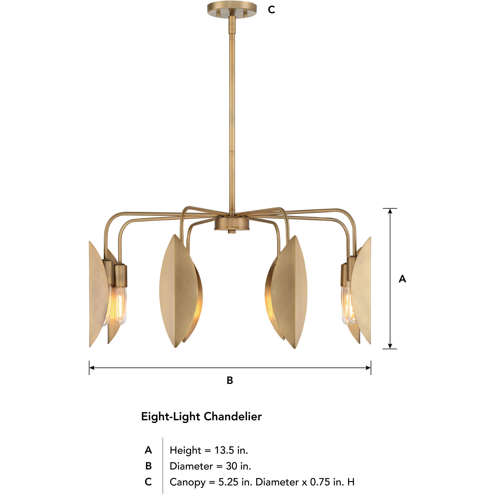 Eden 8 Light 3 inch Old Satin Brass Chandelier Ceiling Light