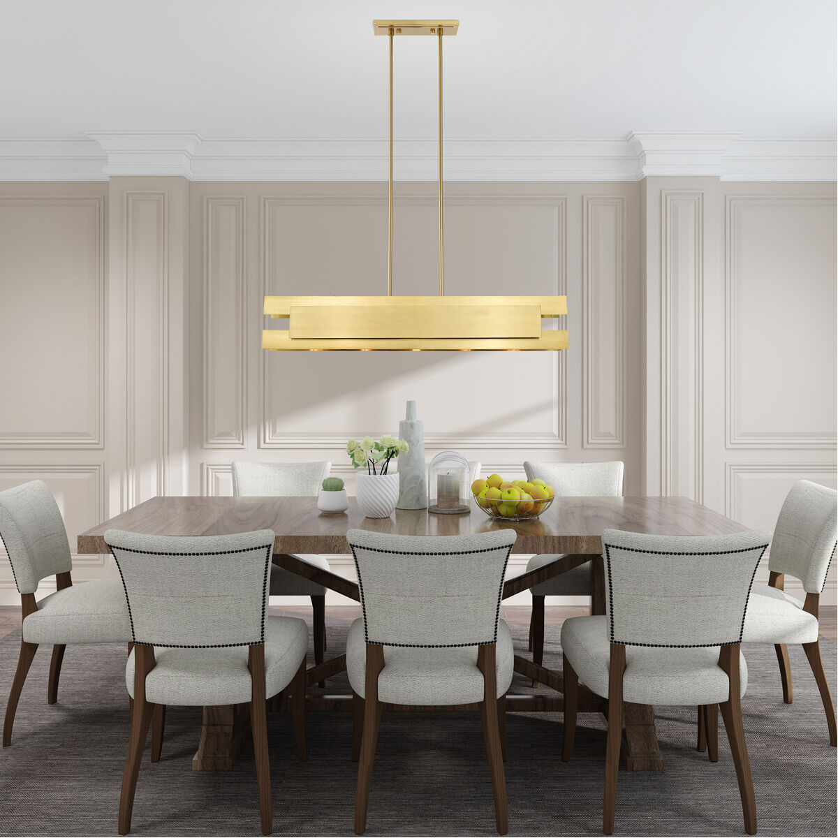 Varick 5 Light 46 inch Satin Brass Linear Chandelier Ceiling Light