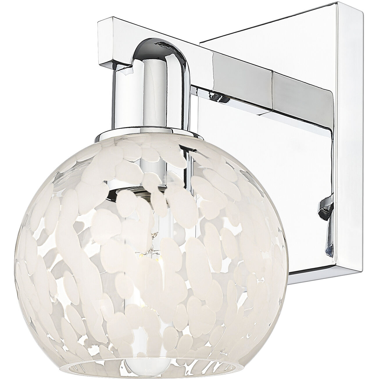Arcadia White Mouchette Armed Sconce Wall Light in Polished Chrome