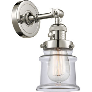 Franklin Restoration Small Canton 1 Light 7 inch Polished Nickel Sconce Wall Light in Clear Glass, Franklin Restoration