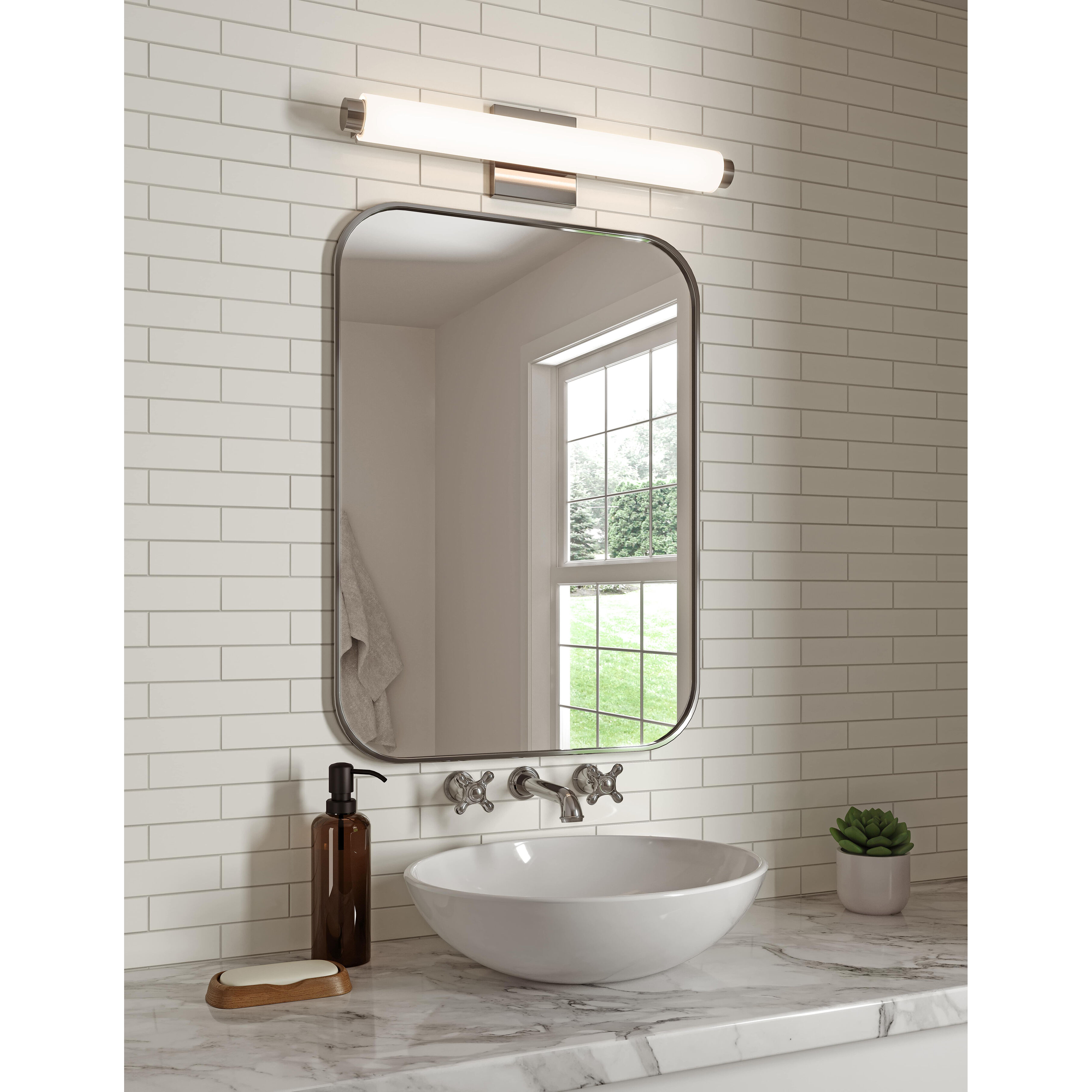 Tubo Slim LED 40 inch Polished Chrome Bath Bar Wall Light with Drum Trim