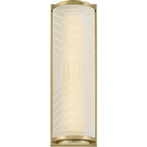 Lisa McDennon Devon LED 4.75 inch Lacquered Brass Bath Light Wall Light in Etched Opal, 20W, 2900K, Linear, Sconce