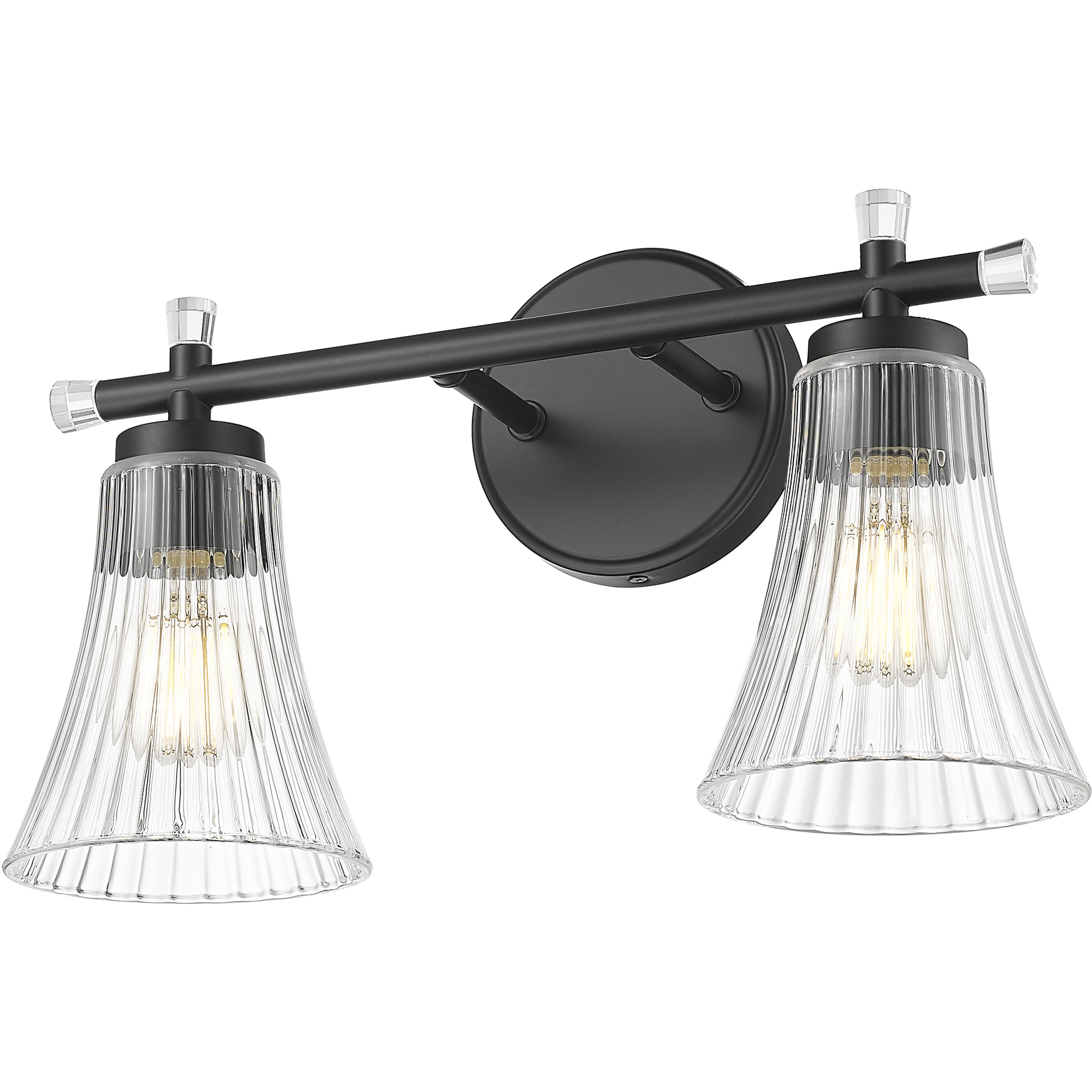 Belle 2 Light 16 inch Matte Black Bath Vanity Light Wall Light