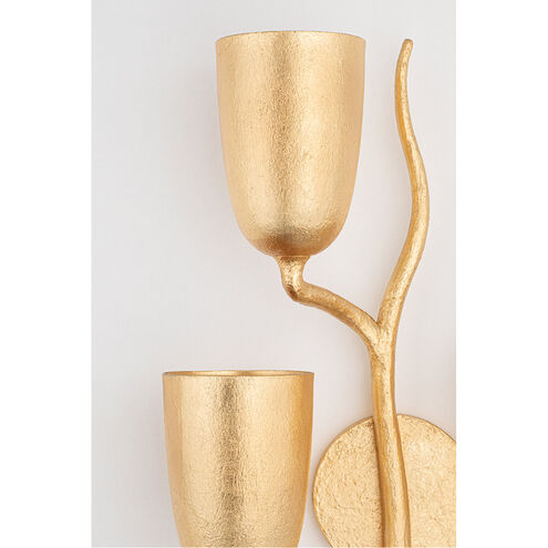 Vine 3 Light 14 inch Gold Leaf Wall Sconce Wall Light in Left, Left