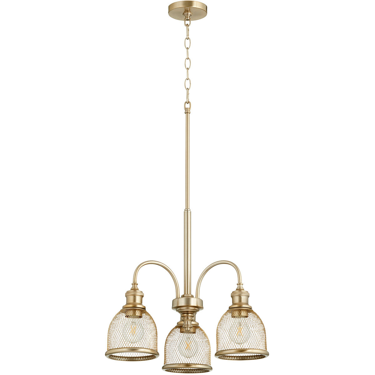 Omni 3 Light 19 inch Aged Brass Mini Chandelier Ceiling Light, Convertible