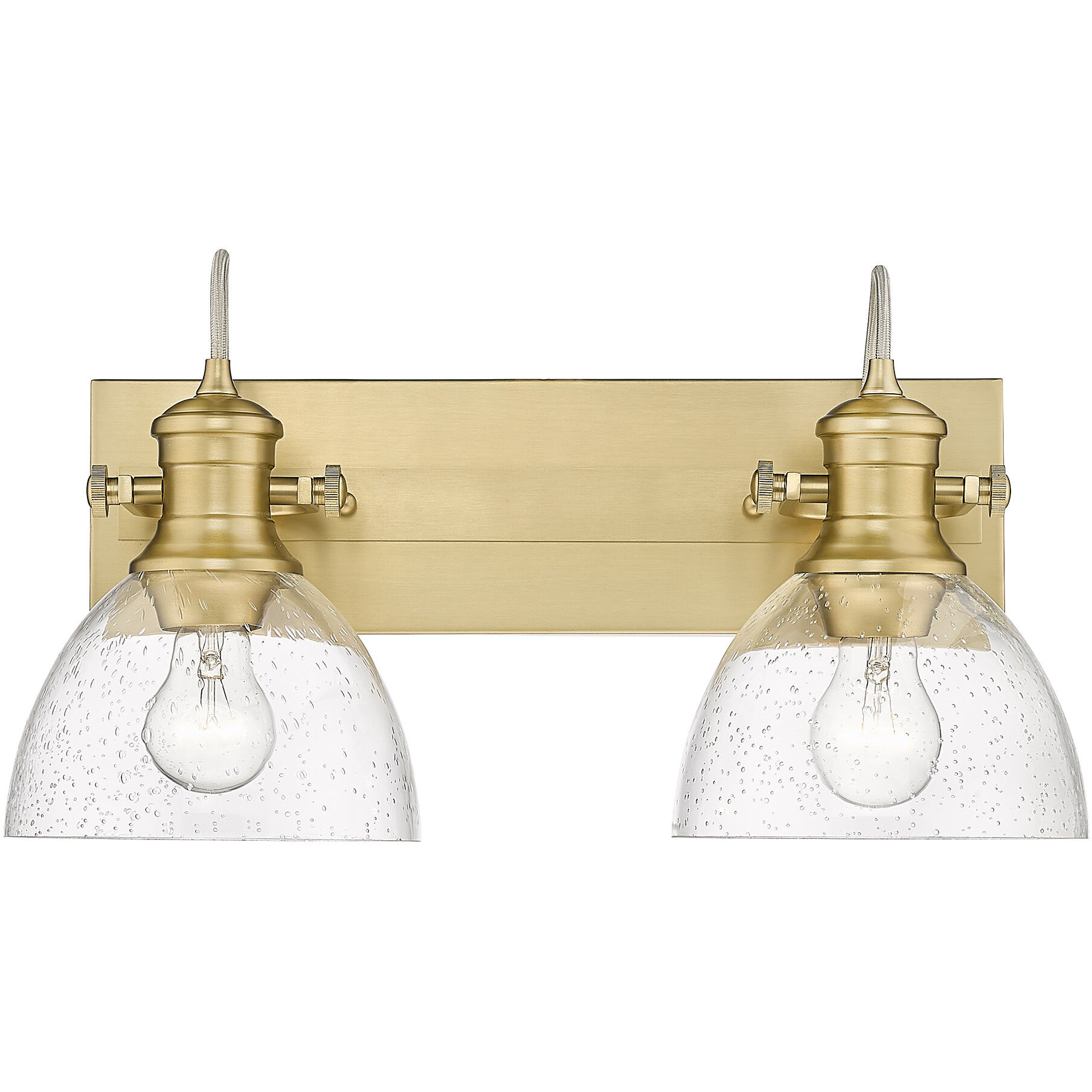 Yep Hines 2 Light 17.88 inch Brushed Champagne Brass Semi-Flush Mount Ceiling Light in Seeded Glass