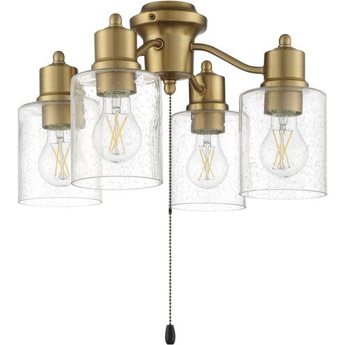 Universal LED Satin Brass Fan Light Kit in Clear Seeded
