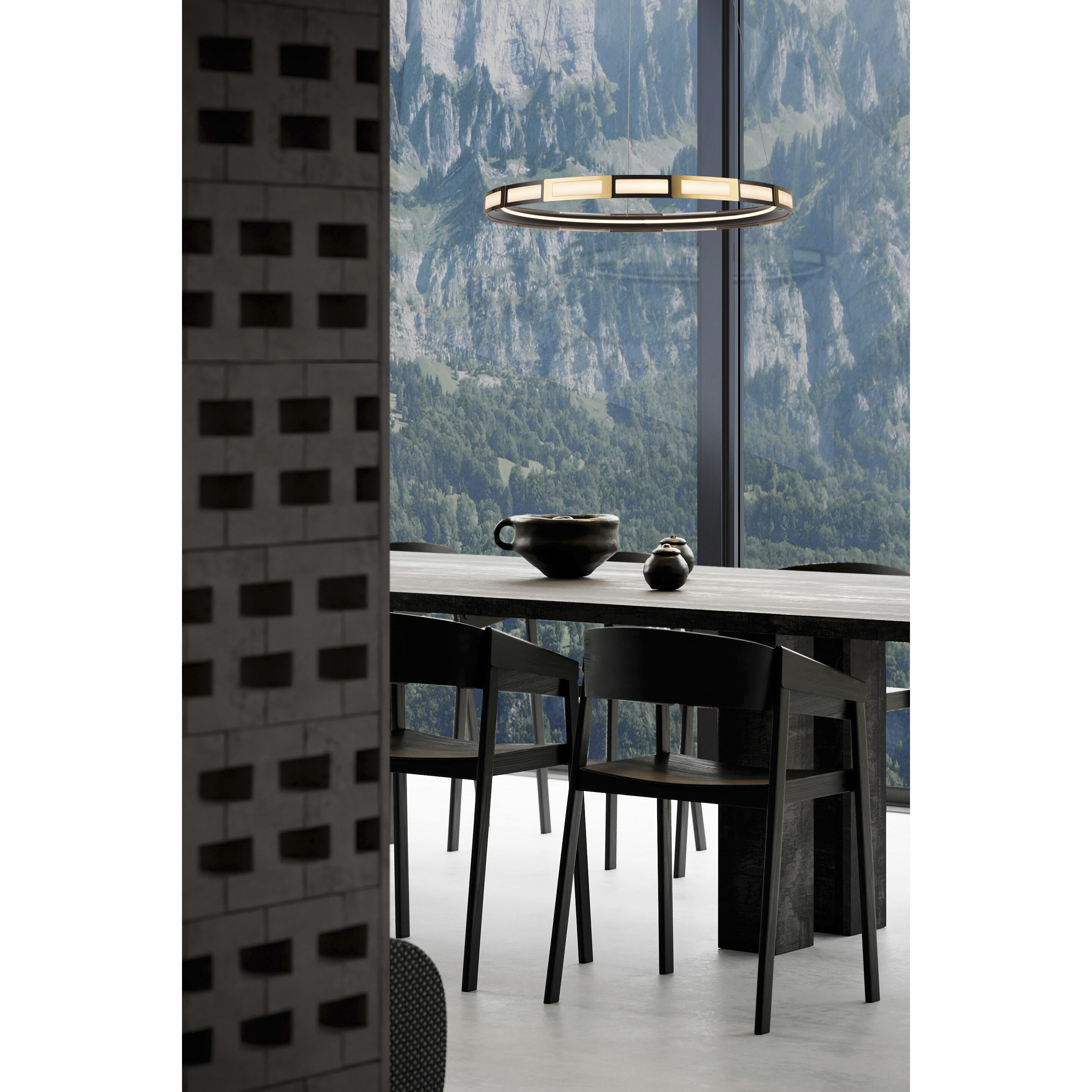 Equator LED 24 inch Matte Black and Satin Gold Pendant Ceiling Light