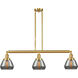 Franklin Restoration Fulton 3 Light 39 inch Satin Gold Island Light Ceiling Light in Plated Smoke Glass, Franklin Restoration