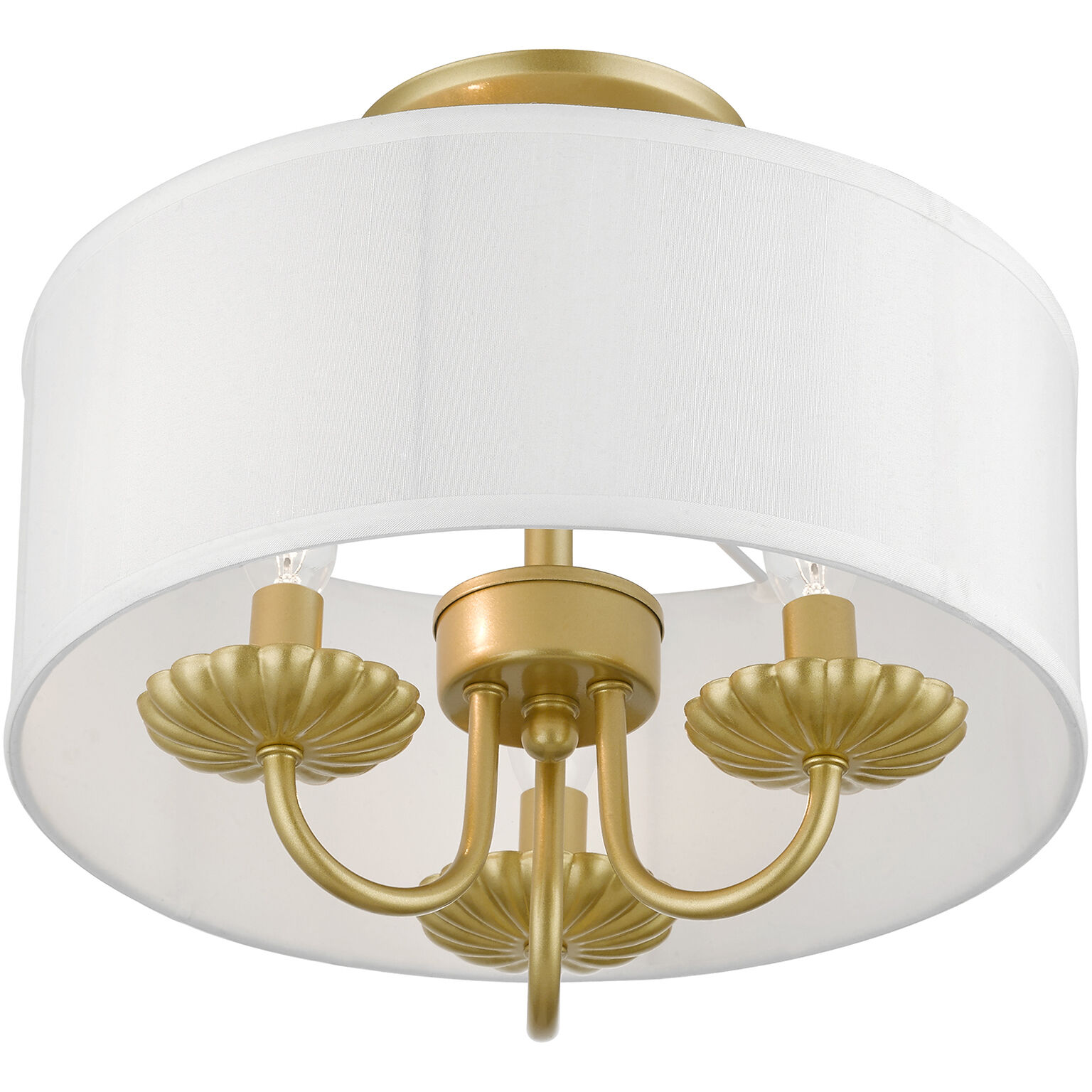 Brookdale 3 Light 13 inch Soft Gold Semi-Flush Mount Ceiling Light