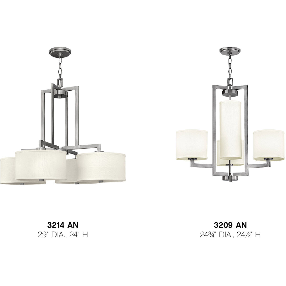 Hampton 4 Light 29 inch Antique Nickel Foyer Light Ceiling Light