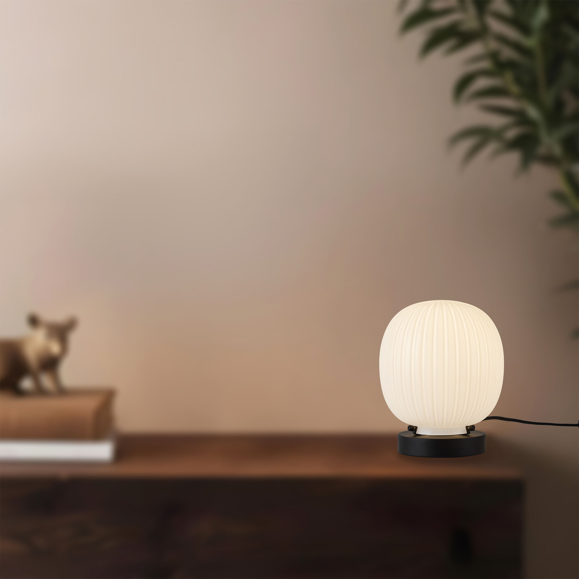 Alora Mood Cherise 8.25 inch 1.00 watt Matte Black/Glossy Ribbed Opal Glass Table Lamp Portable Light