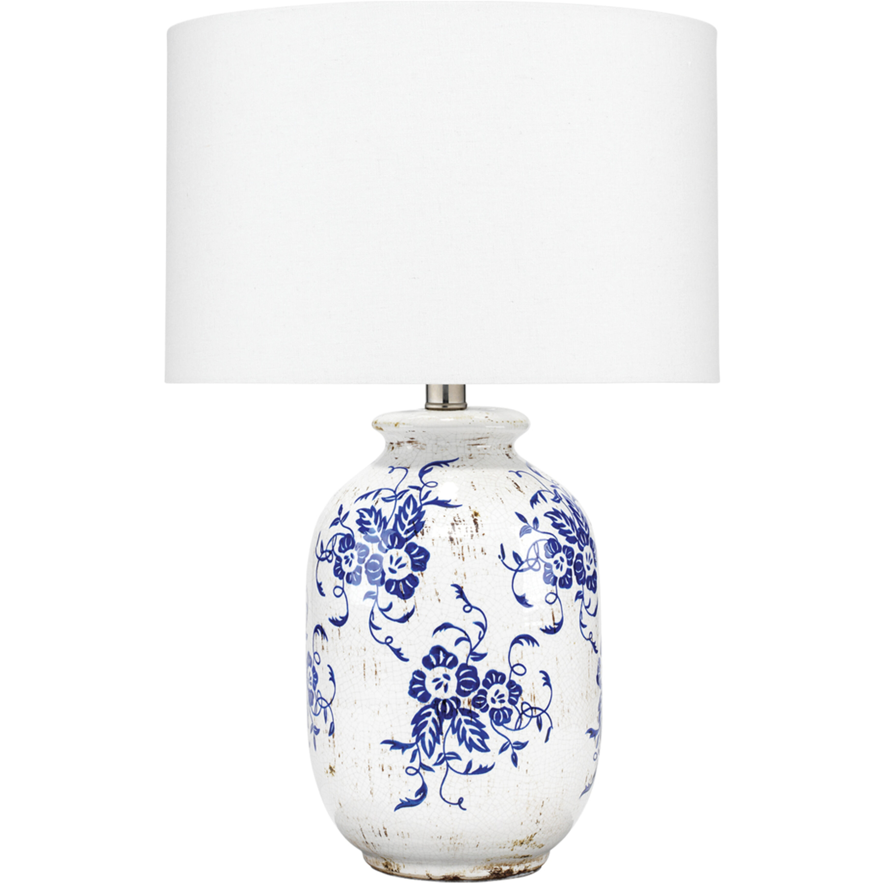 Ruth 22 inch 60 watt White and Blue Patterned Ceramic Table Lamp Portable Light