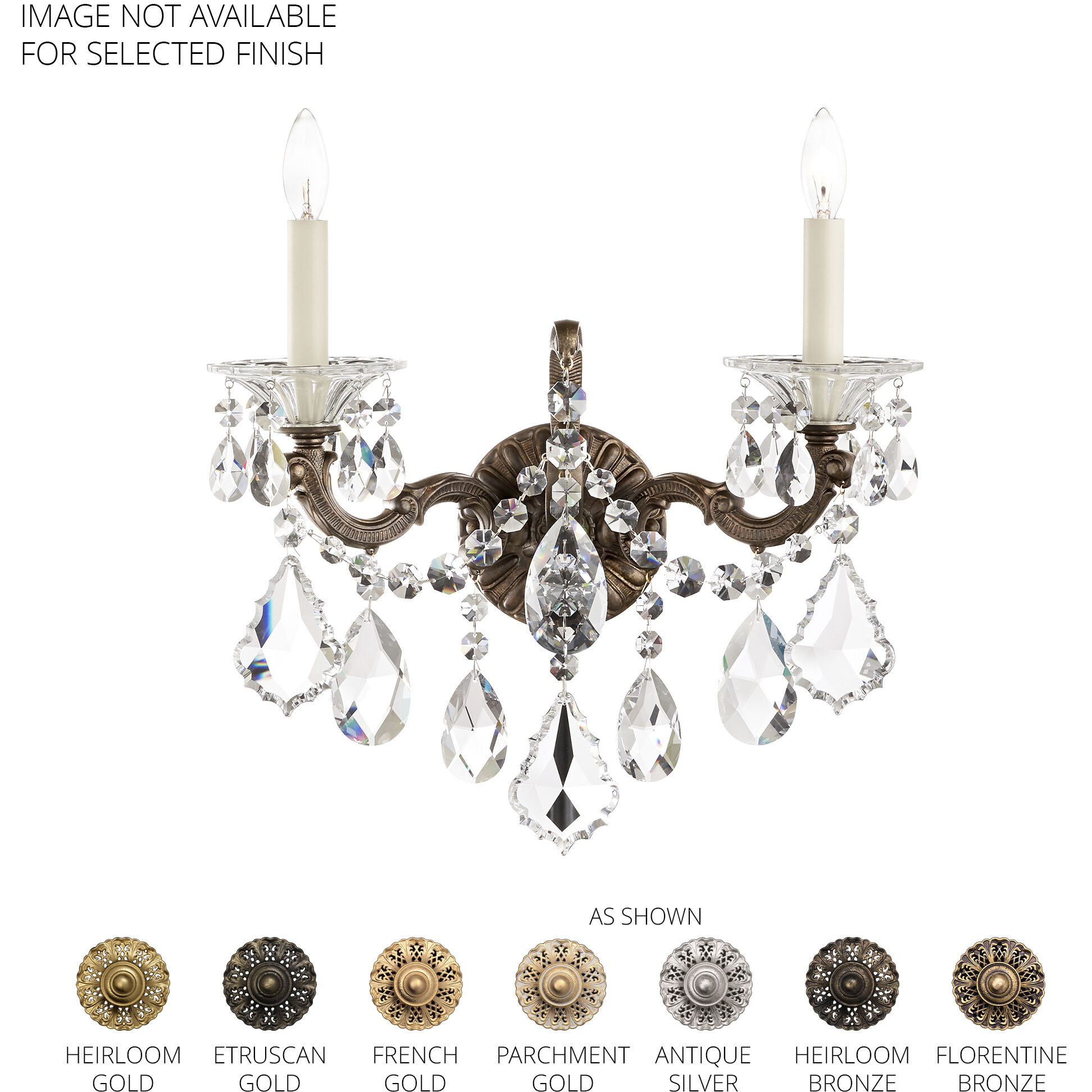 La Scala 2 Light 6 inch Antique Silver Wall Sconce Wall Light in Radiance