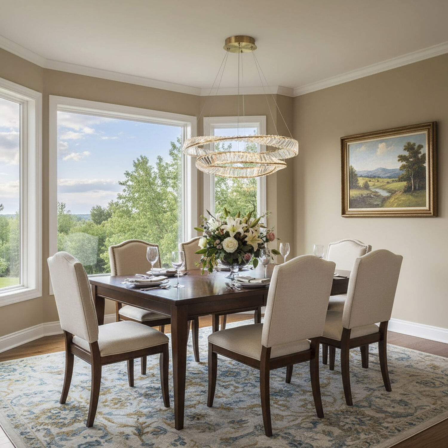 Stella 31.5 inch Brushed Brass Down Chandelier Ceiling Light