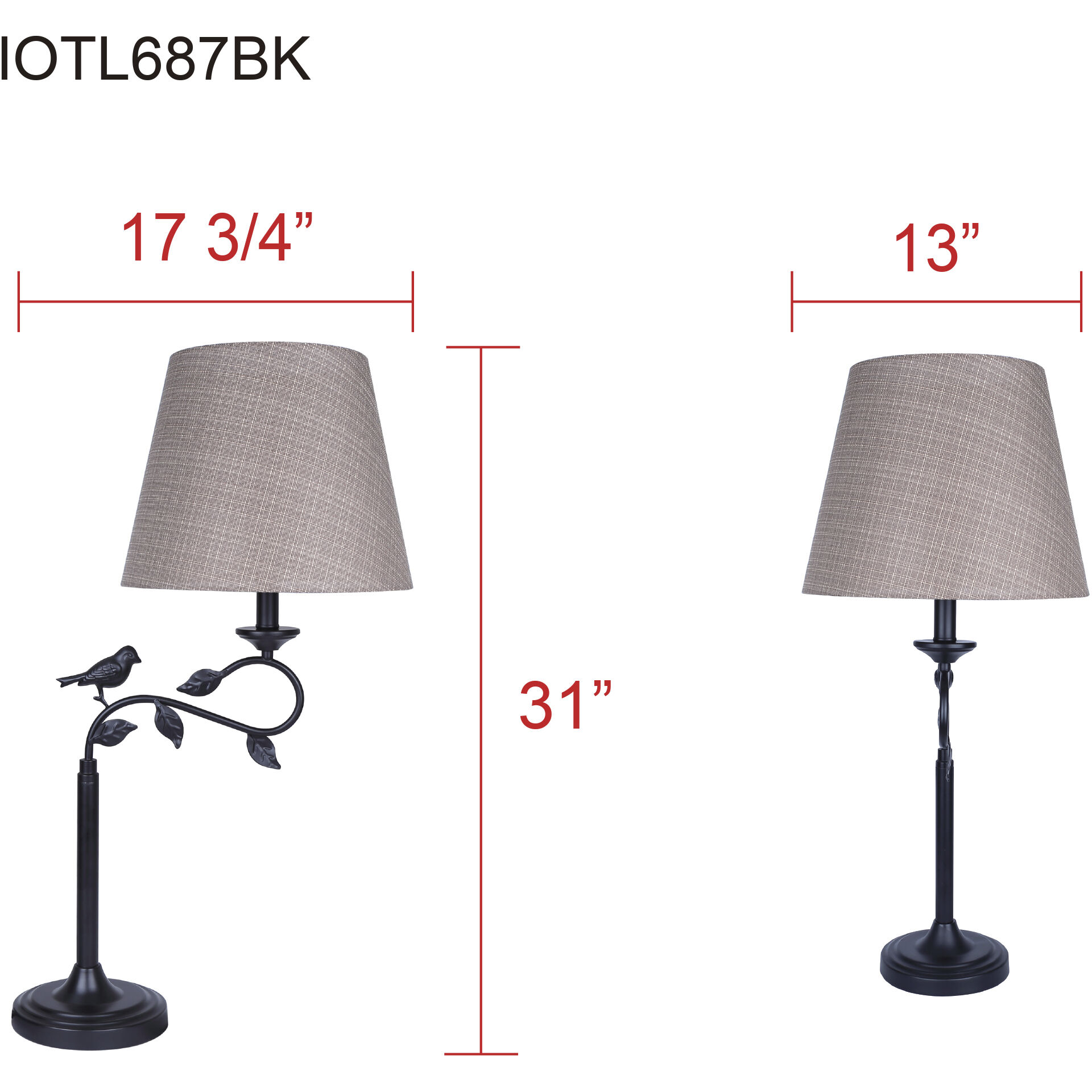 Havran 31 inch Black Outdoor Table Lamp
