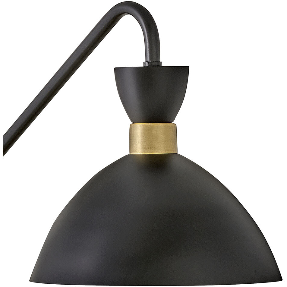 Simon LED 8 inch Black with Heritage Brass accents Sconce Wall Light