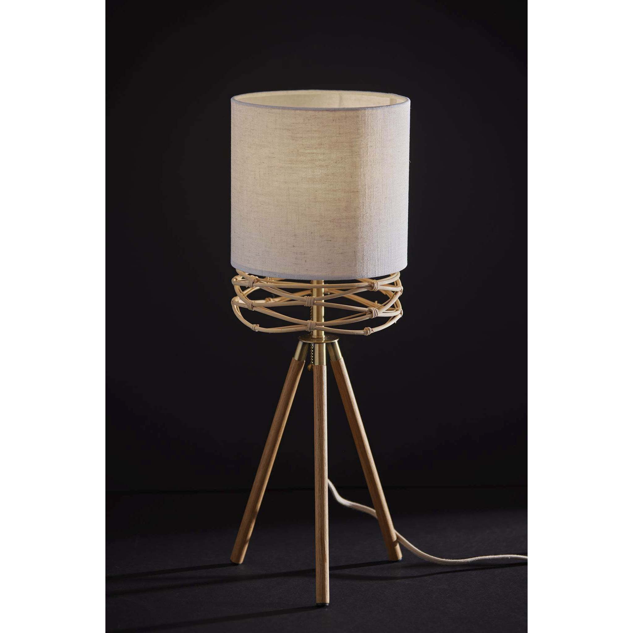 Melanie 25 inch 40.00 watt Natural Wood Veneer / Antique Brass Accents Table Lamp Portable Light
