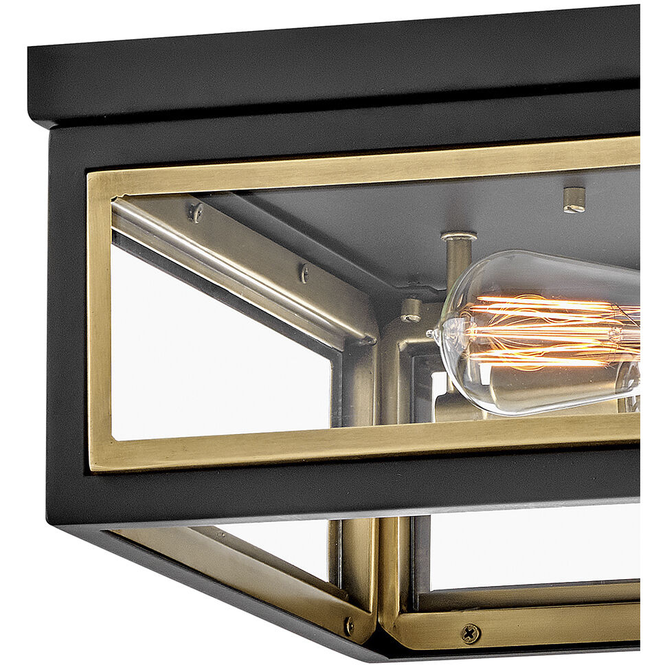 Shaw 14 inch Black with Heritage Brass Indoor Flush Mount Ceiling Light