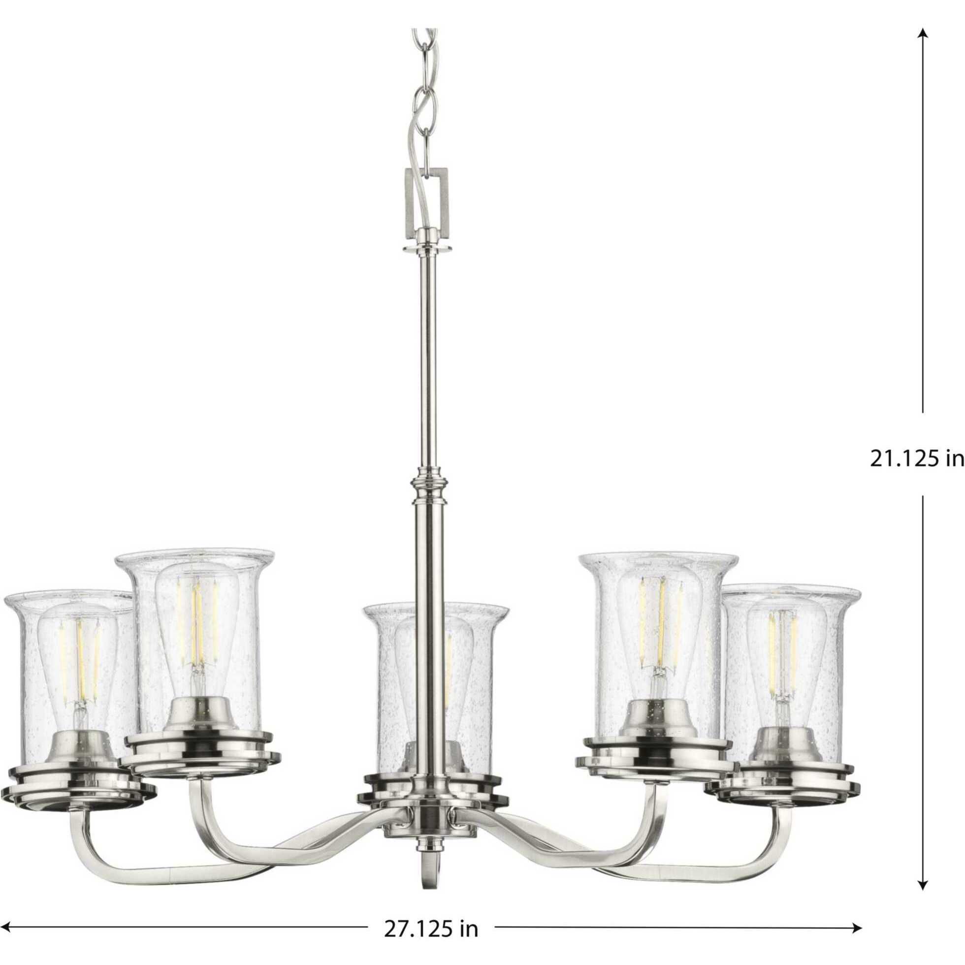 Winslett 5 Light 27 inch Brushed Nickel Chandelier Ceiling Light