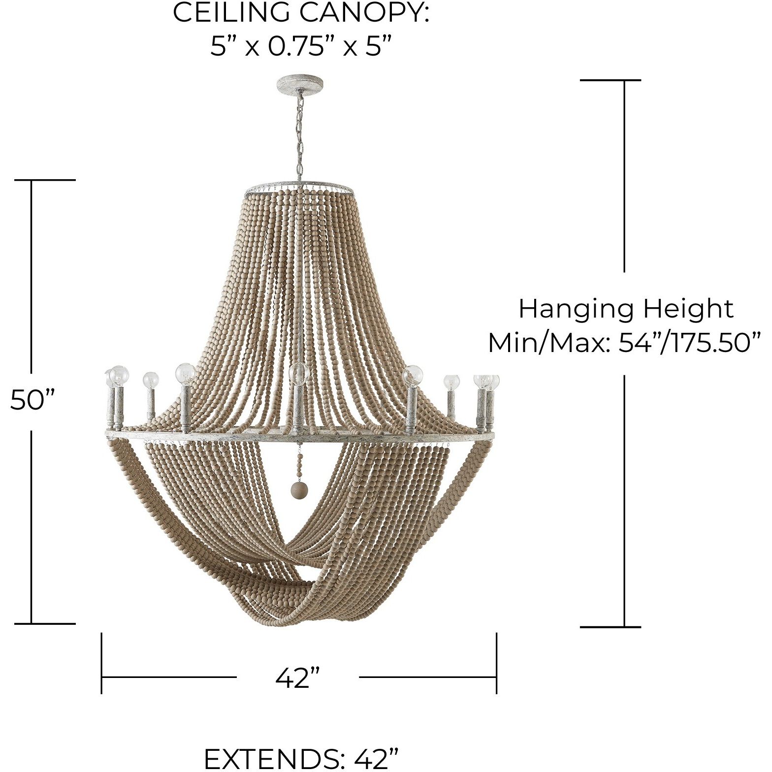 Kayla 12 Light 42 inch Mystic Sand Chandelier Ceiling Light