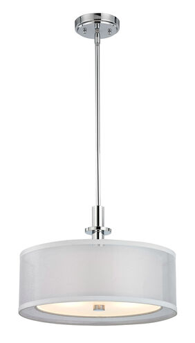 Double Organza 3 Light 16 inch Chrome Pendant Ceiling Light