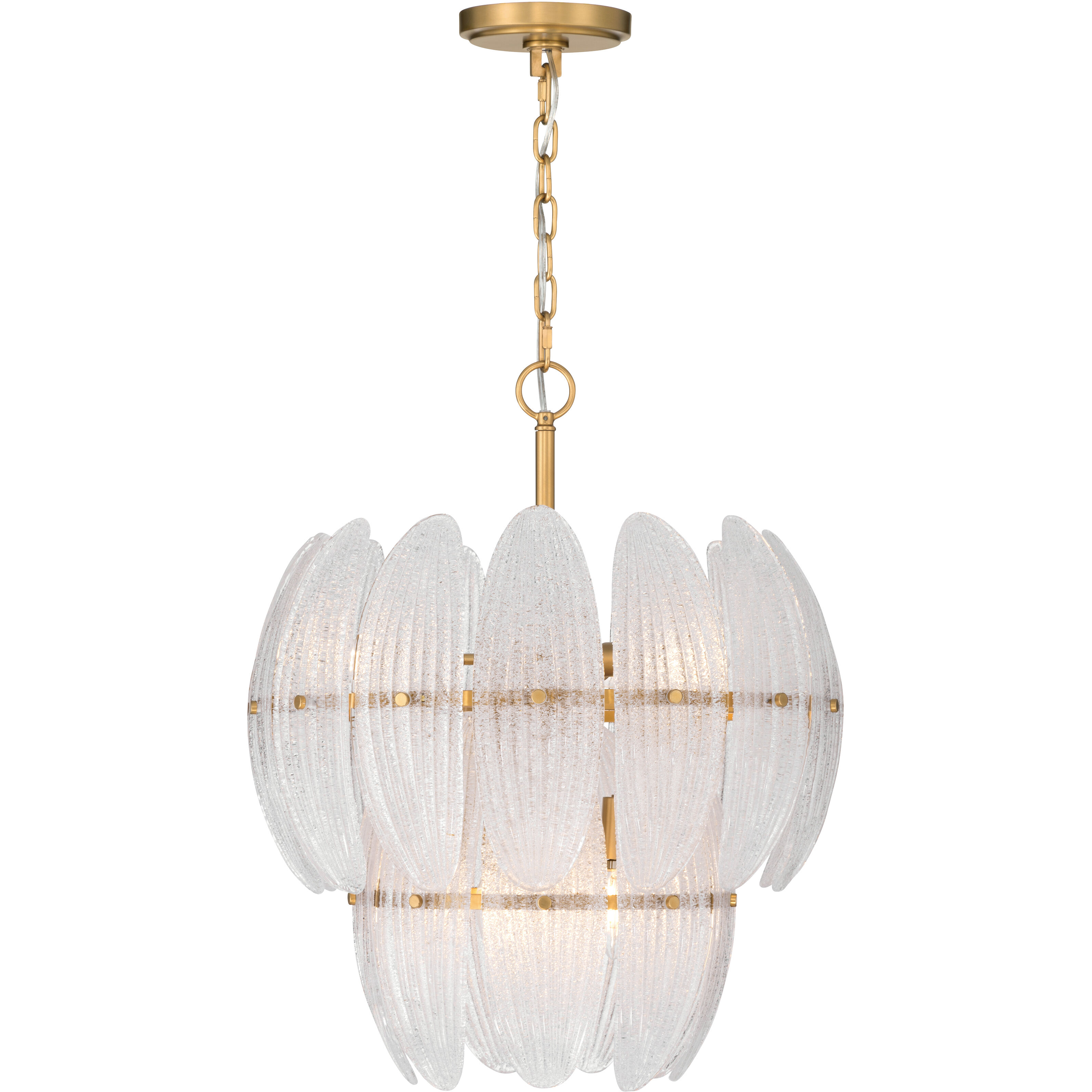 Marclaire 6 Light 19.75 inch Legacy Brass Pendant Ceiling Light in Clear Textured Handmade Glass