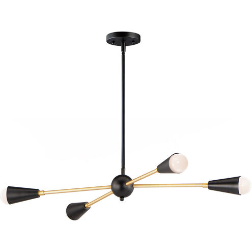 Lovell LED 16 inch Black/Satin Brass Multi-Light Pendant Ceiling Light