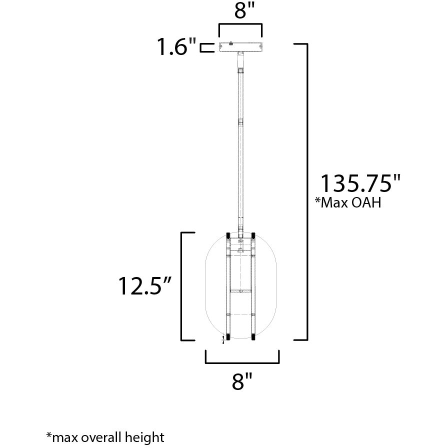 Interval LED 7.75 inch Black Single Pendant Ceiling Light