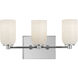 Nola 3 Light 17.63 inch Chrome Bath Vanity Light Wall Light in Opal Glass