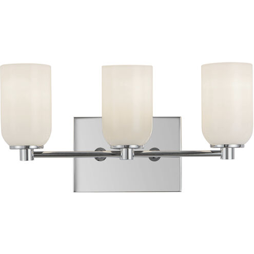 Nola 3 Light 17.63 inch Chrome Bath Vanity Light Wall Light in Opal Glass