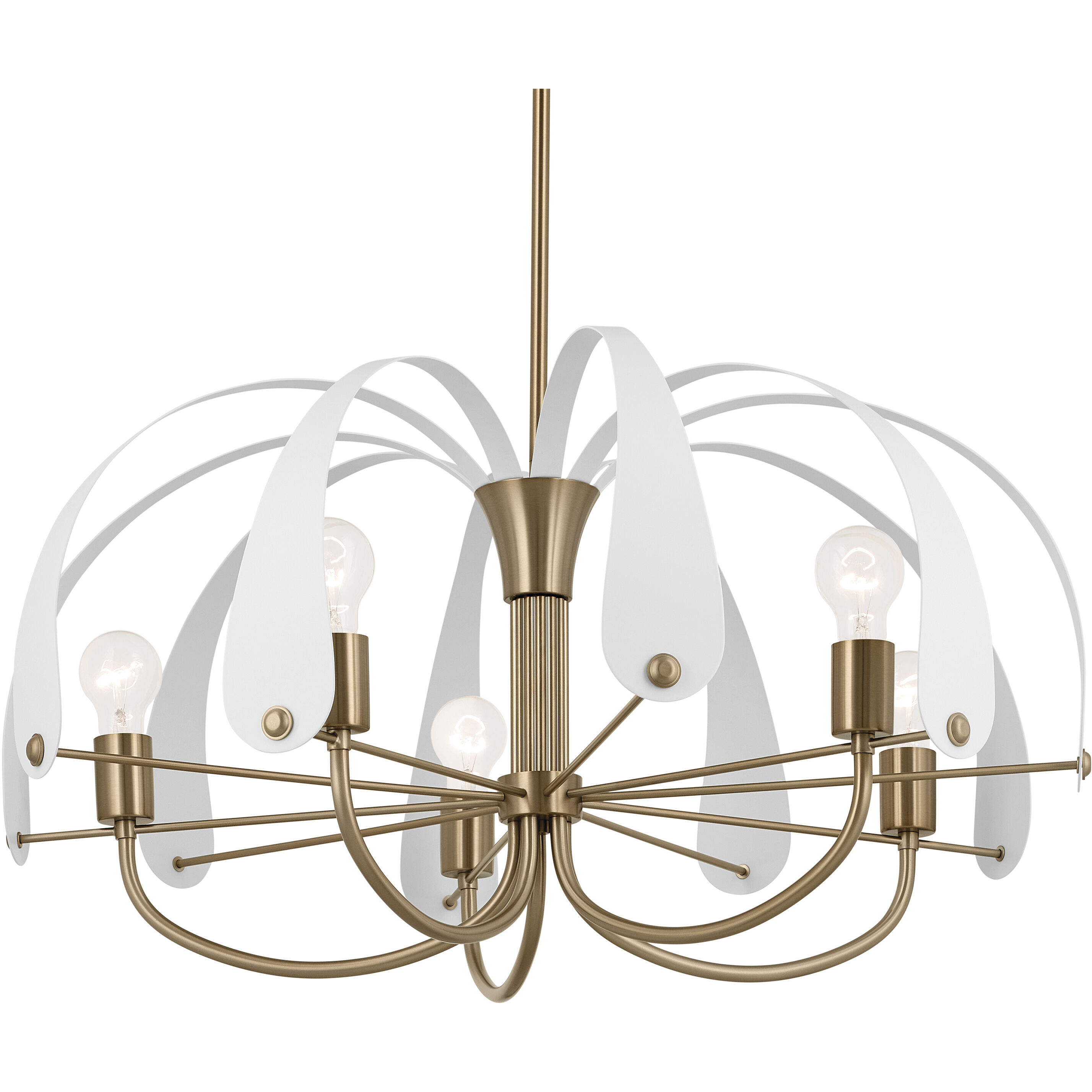 Petal LED 31 inch Champange White Chandelier Ceiling Light