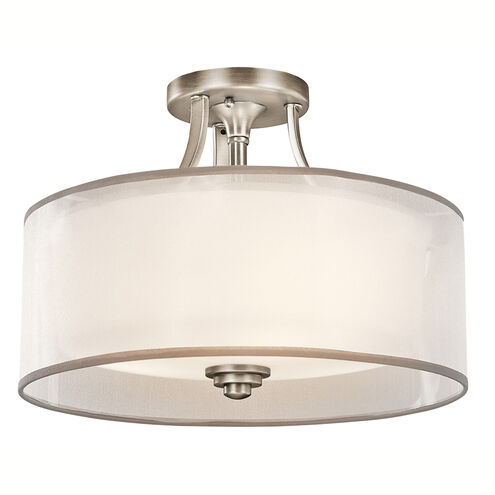 Lacey 3 Light 15 inch Antique Pewter Semi Flush Light Ceiling Light