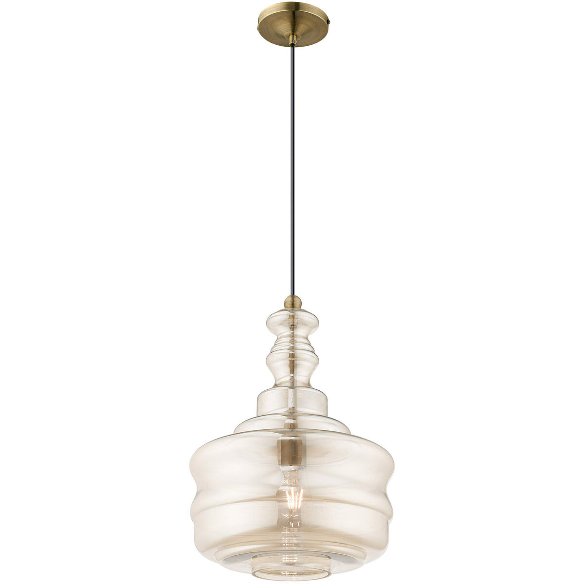 Art Glass 1 Light 13 inch Antique Brass Mini Pendant Ceiling Light