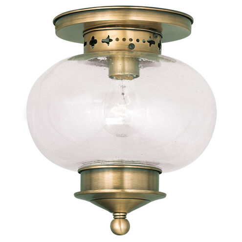 Harbor 1 Light 10 inch Antique Brass Semi-Flush Mount Ceiling Light