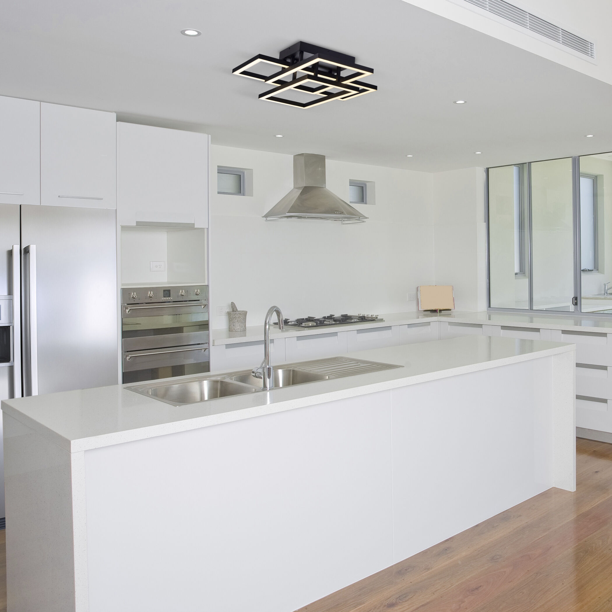 Radium 27.5 inch Black Semi-Flush Ceiling Light