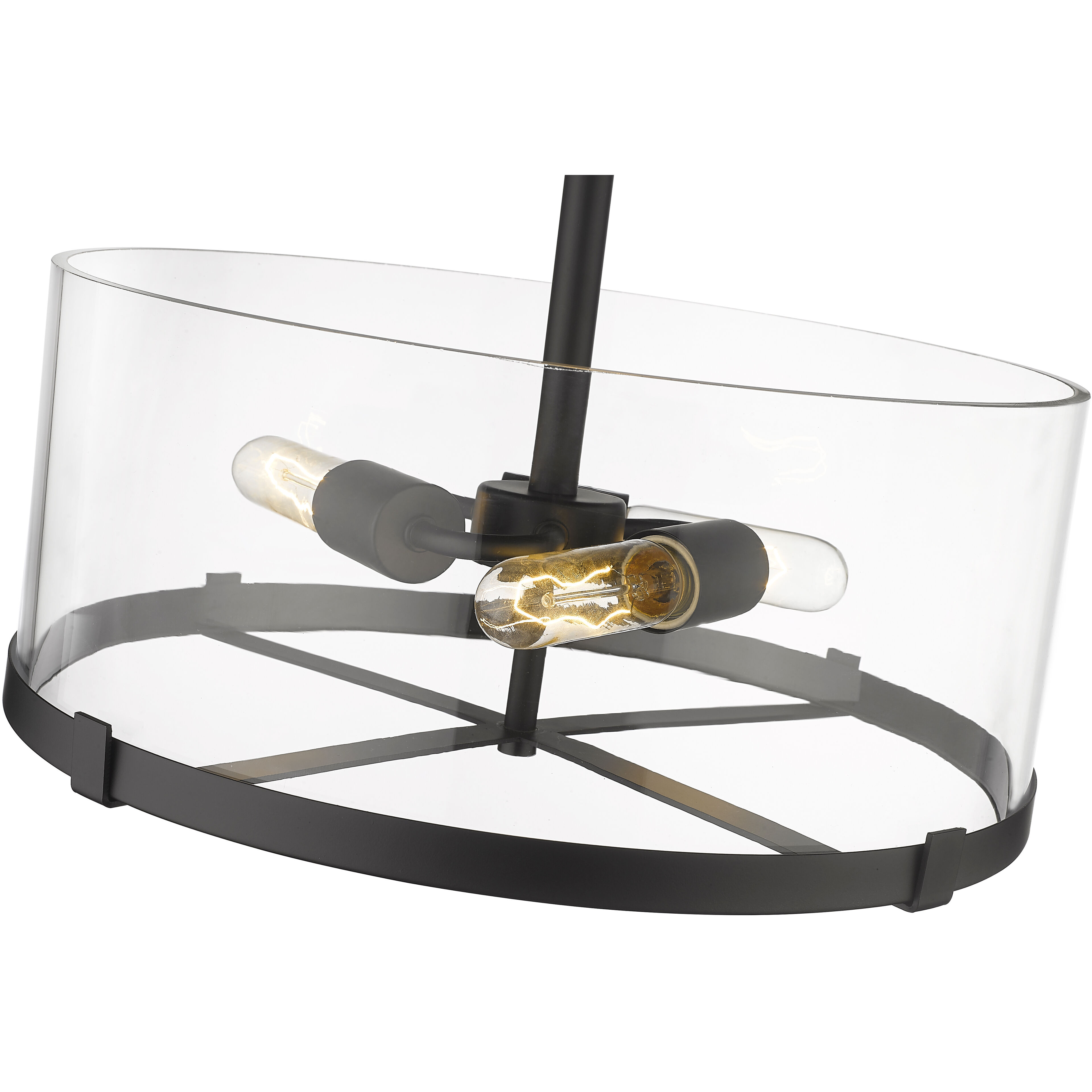 Callista 3 Light 16.5 inch Matte Black Semi Flush Mount Ceiling Light