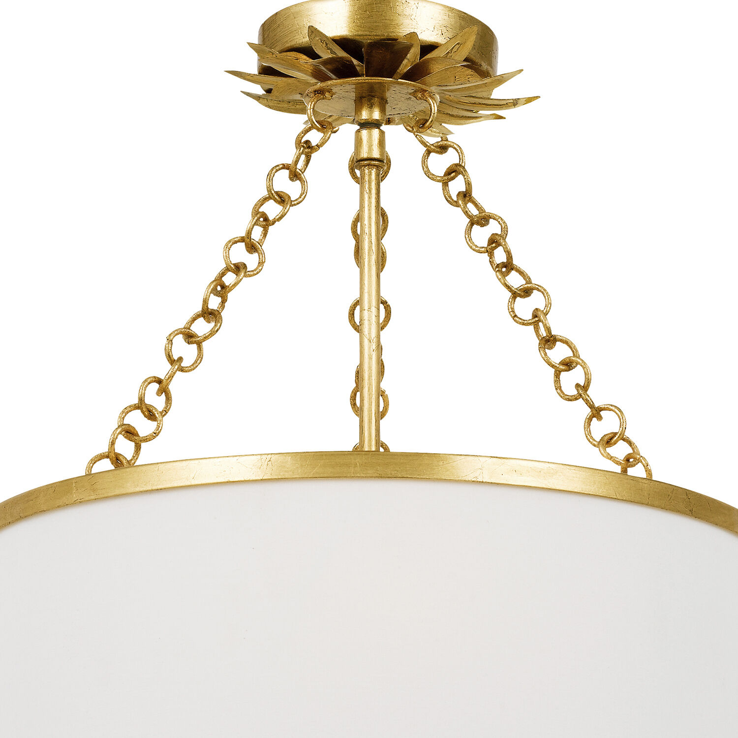 Broche 3 Light 14 inch Antique Gold Semi Flush Ceiling Light