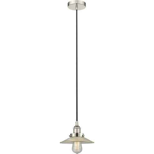 Edison Halophane LED 9 inch Polished Nickel Mini Pendant Ceiling Light
