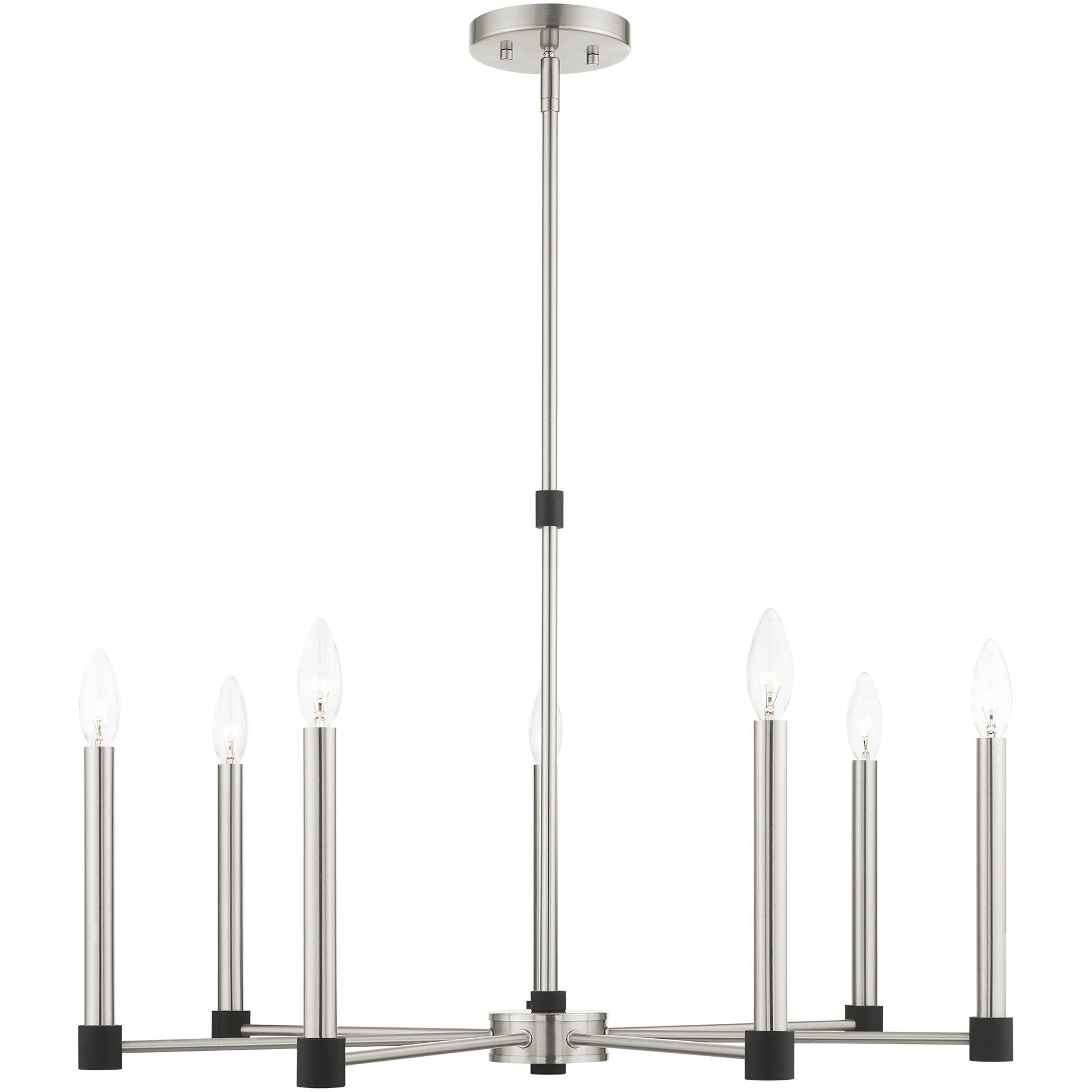 Karlstad 7 Light 28 inch Brushed Nickel with Satin Brass Accents Chandelier Ceiling Light