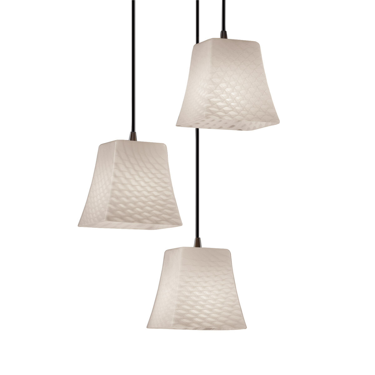 Fusion 3 Light 4 inch Dark Bronze Pendant Ceiling Light in Weave, Square Flared