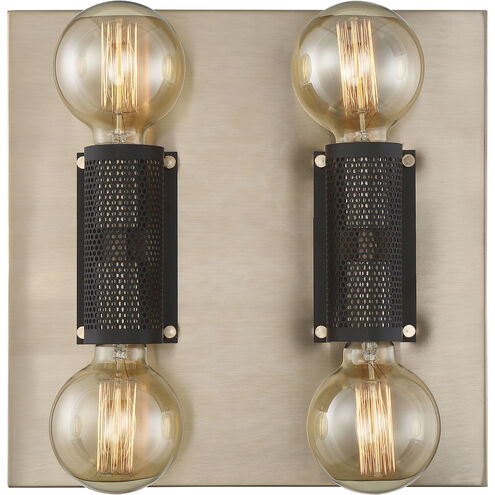 Passage 4 Light 14 inch Copper Brushed Brass and Black Flush Mount Ceiling Light