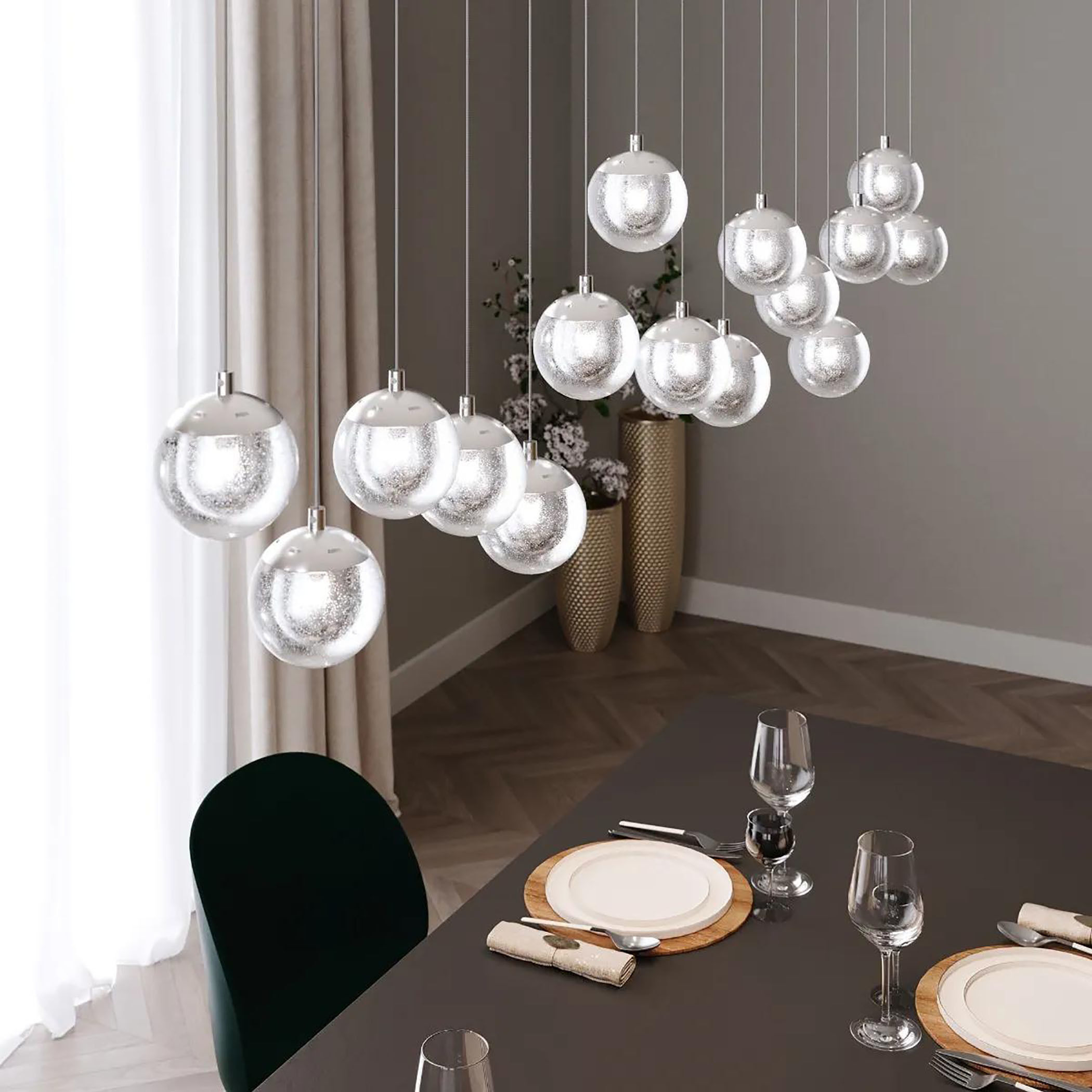 Champagne Bubbles LED 12 inch Polished Chrome Pendant Ceiling Light