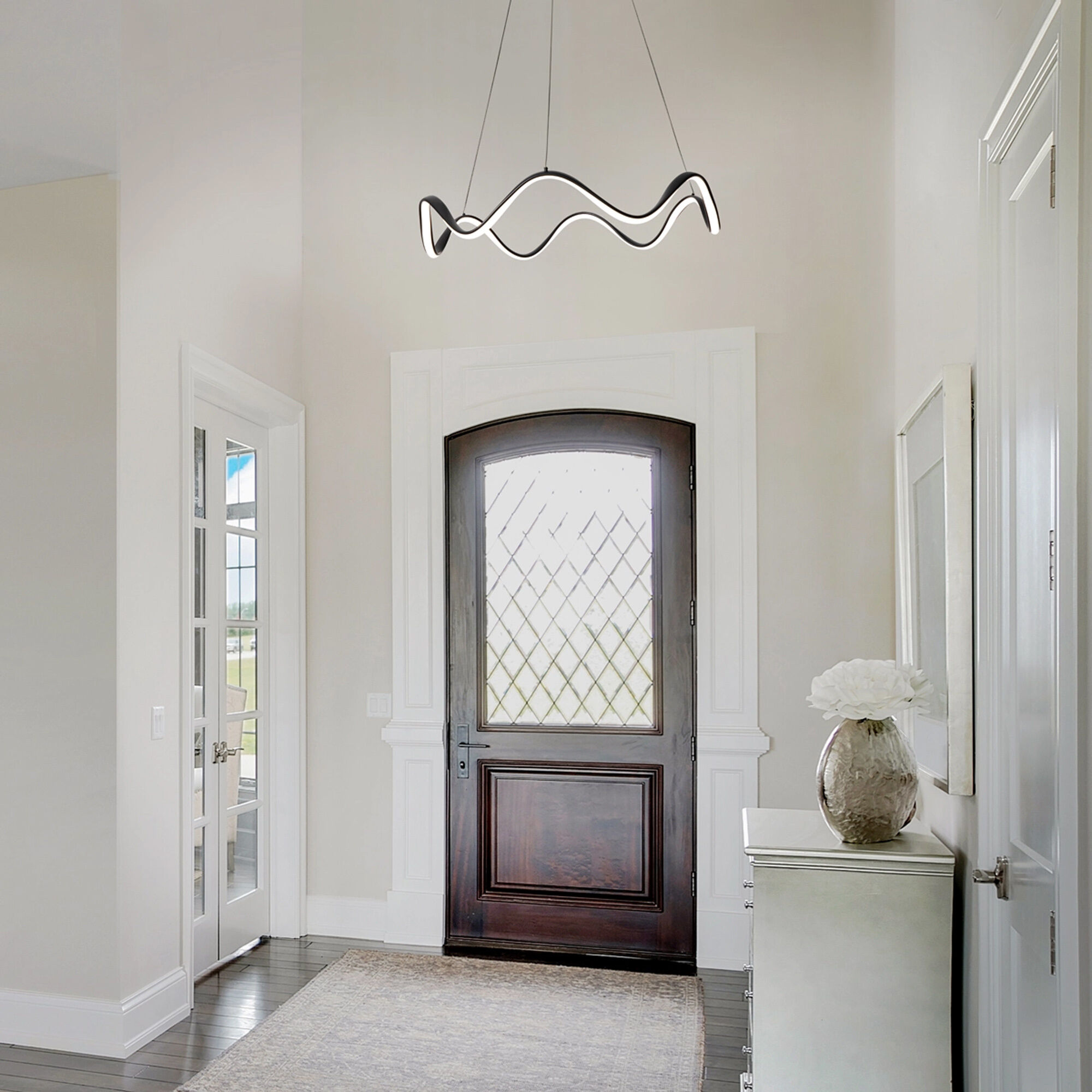 Morae LED 29.88 inch Brushed Nickel Pendant Ceiling Light, dweLED