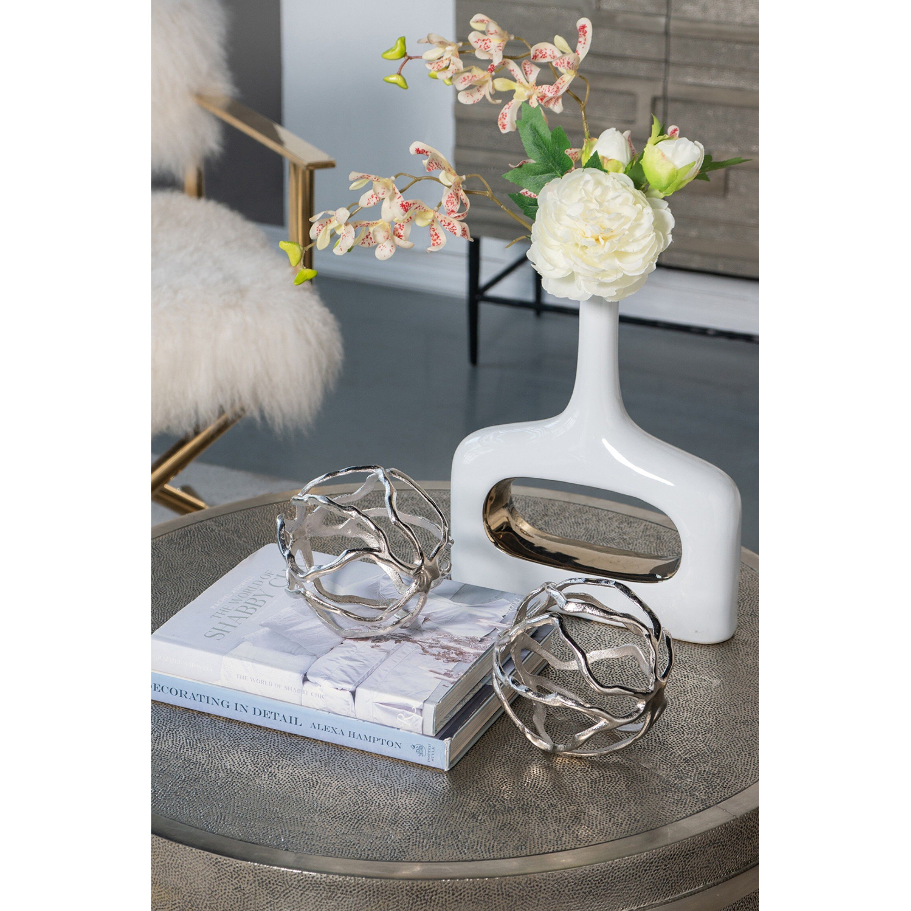 Wave Sphere Silver Accent Decor