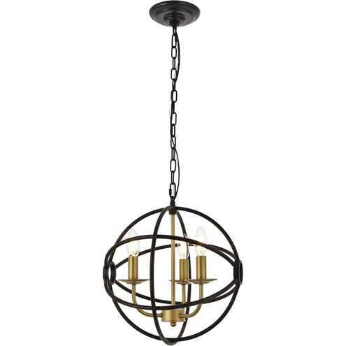 Octavia 3 Light 14 inch Brass and Dark Brown Pendant Ceiling Light